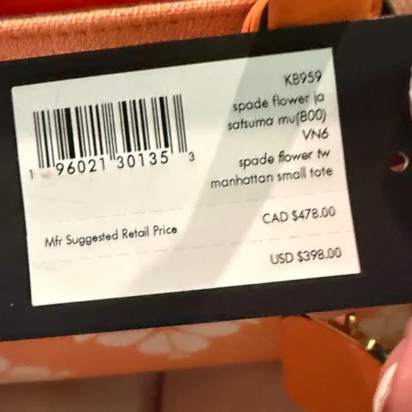 Kate Spade Orange & White Manhattan Small Tote it’s PRISTINE, 🌺 - Picture 5 of 7